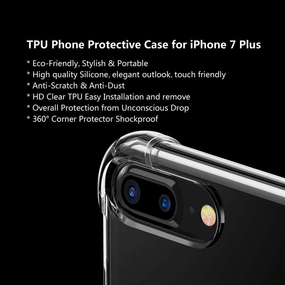 ТПУ защитный чехол для телефона для Apple iPhone 7 Plus 8 Plus чехол 5,5 дюймов экологичный стильный портативный Анти-Царапины против пыли прочный