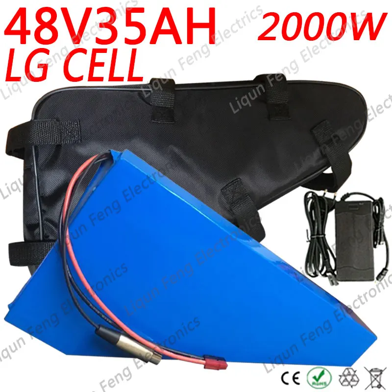 ЕС нам не налог 2000W 48V 34AH Треугольники Батарея 48V ионно-литиевая Батарея Применение для LG 3400 мАч ячейки с 50A BMS и 5A Зарядное устройство отправить сумку