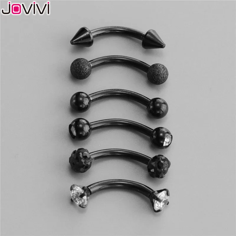 Jovivi серьги из нержавеющей стали Rook Daith кольцо для губ Сережка для бровей Cartilage Tragus кубический цирконий пирсинг в форме гантели