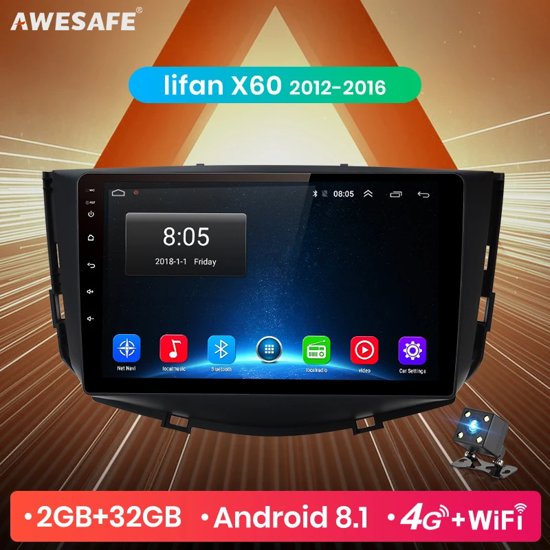 AWESAFE for Lifan X60 2012 2013- Car Radio Multimedia video player GPS No 2din 2 din Android 8.1 2G+32G