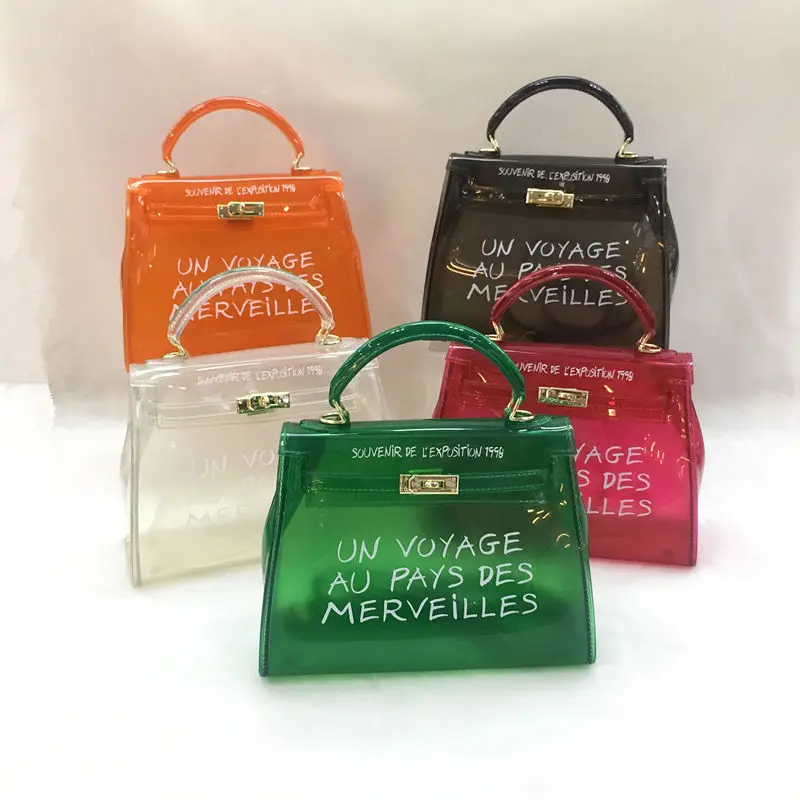 

Transparent PVC bags shoulder bags for women Handbags luxury design lady bags letter printing female fashion Bags 18 colors