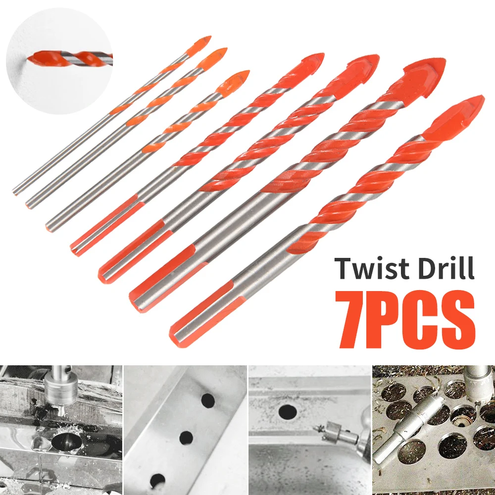 

7pcs Ultimate Drill Bits Twist Drill Head Wall Ceramic Glass Marble Punching Hole Hand Electric Drill Wood Working Set
