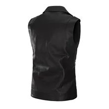 Осенняя мужская одежда из искусственной кожи жилет с большим лацканом универсальный короткий большой размер без рукавов Байкерская кожаная куртка популярные модели
