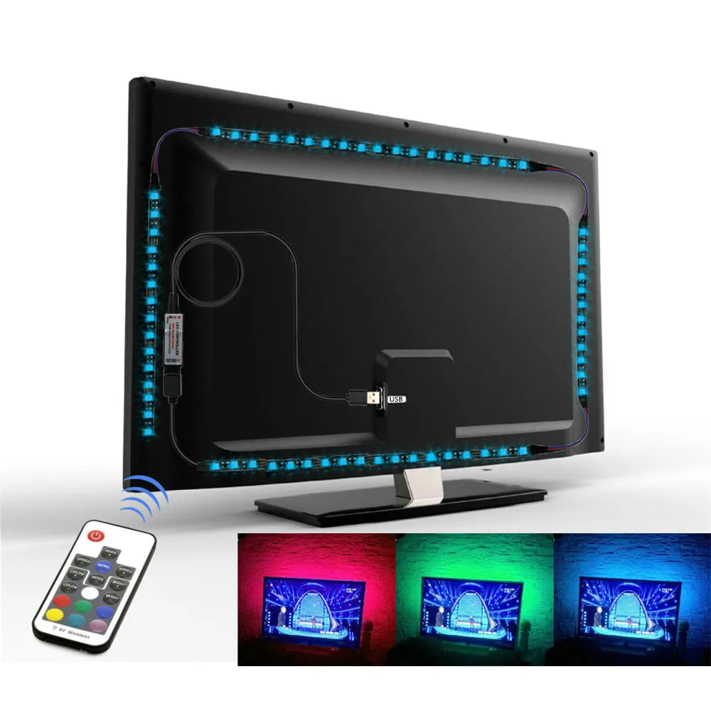 

DC5V USB LED strip RGB 1M 2M 3M 4m 5m remote controller 3 key usb Flexible Light TV Background Light RGB LED Tape ip20 ip65 warm