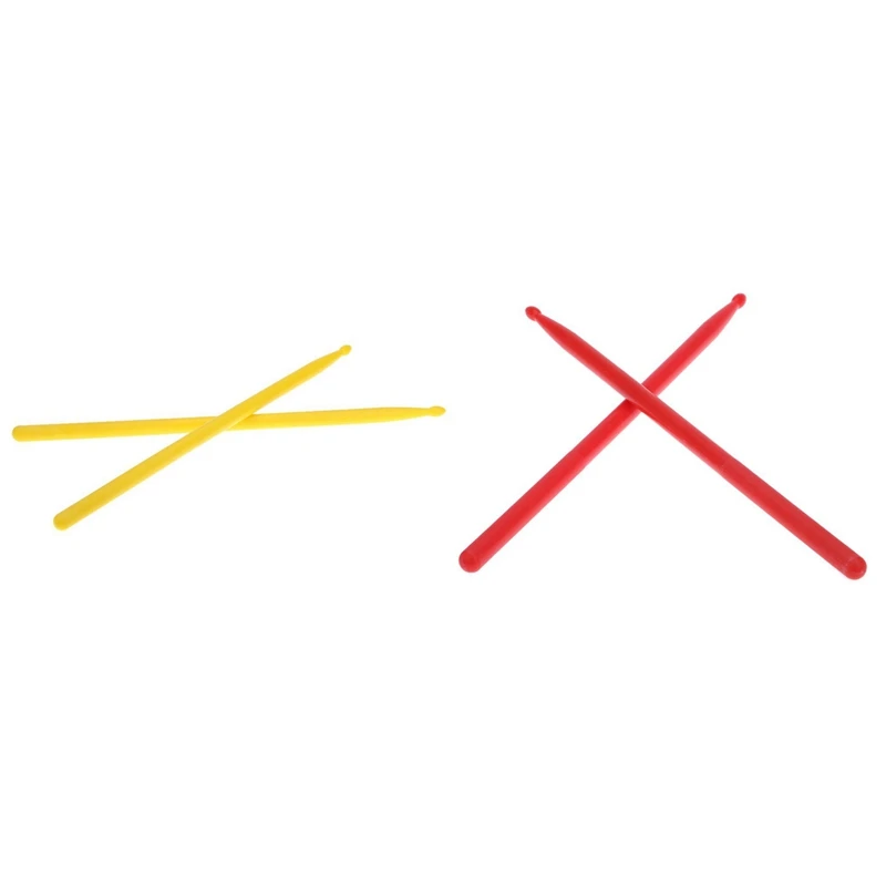2 пары 5А барабанные палочки нейлоновая палочка для барабанной установки легкая профессиональная, желтая и красная