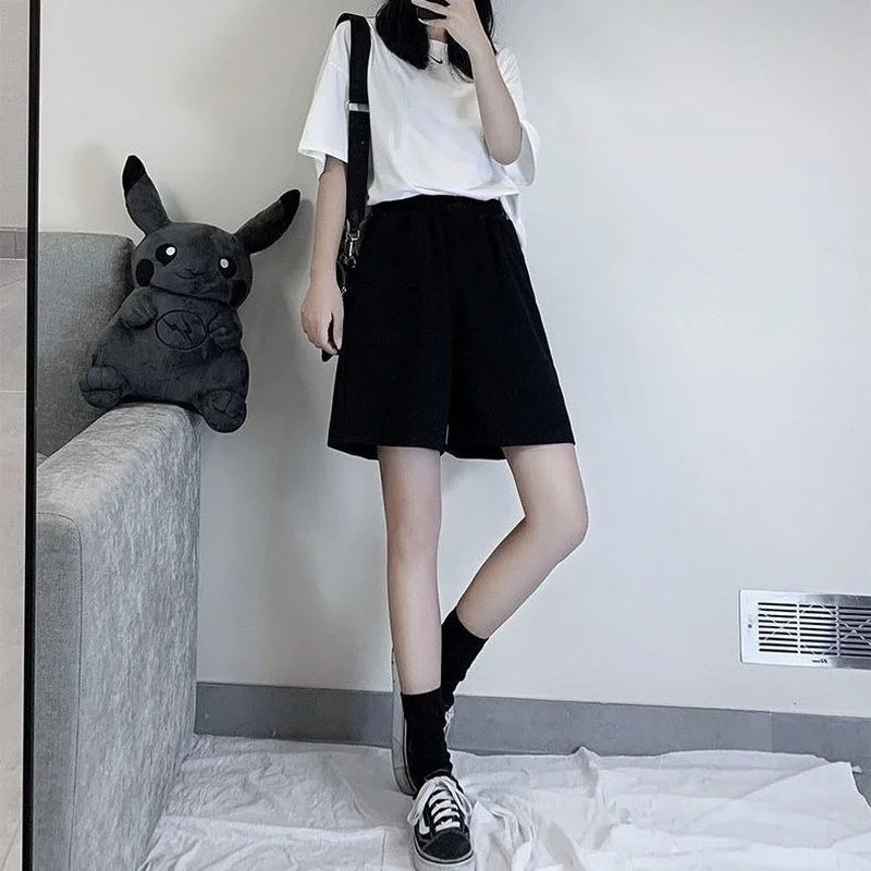 Shorts Women Black Ulzzang Trendy Ins New Arrival Summer All-match Simple Feminine Couple Unisex Leisure Trouser Popular Student