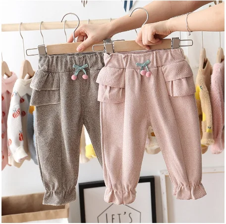 Fashion Autumn Baby Girls Kids Pants Cherry Ruffles Casual Trousers Infants Children Clothes Princess Long Pant