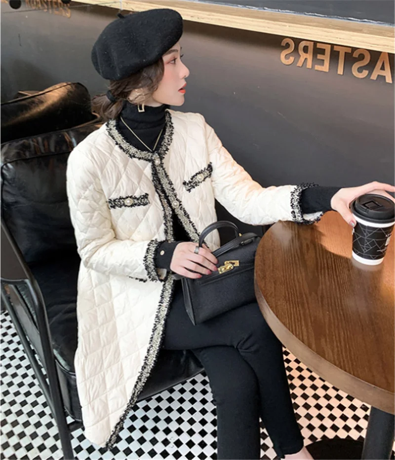 Зимнее пальто и куртка для женщин теплое длинное пальто парка черная корейская мода пуховик женский светильник элегантная хлопковая куртка