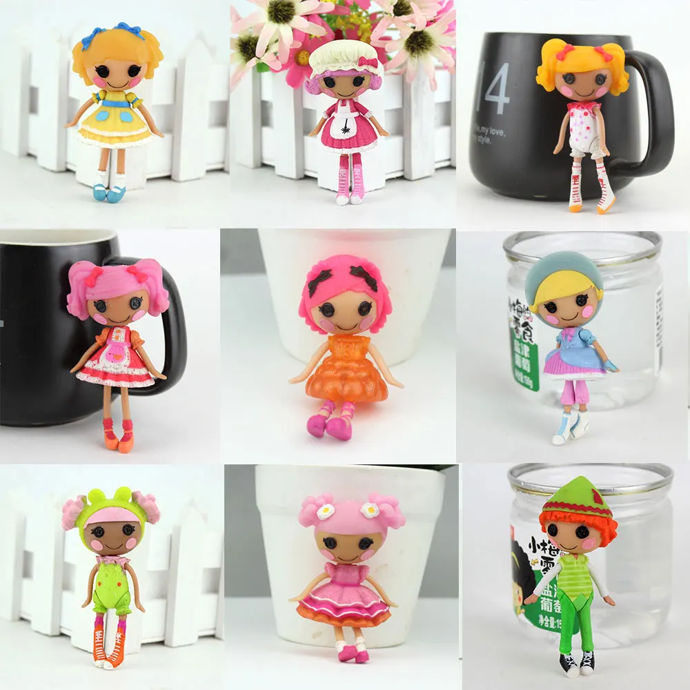 9 Uds en uno, 3 pulgadas Original MGA muñecas Lalaloopsy Mini muñecas para el juguete del bebé Casa de juego cada única