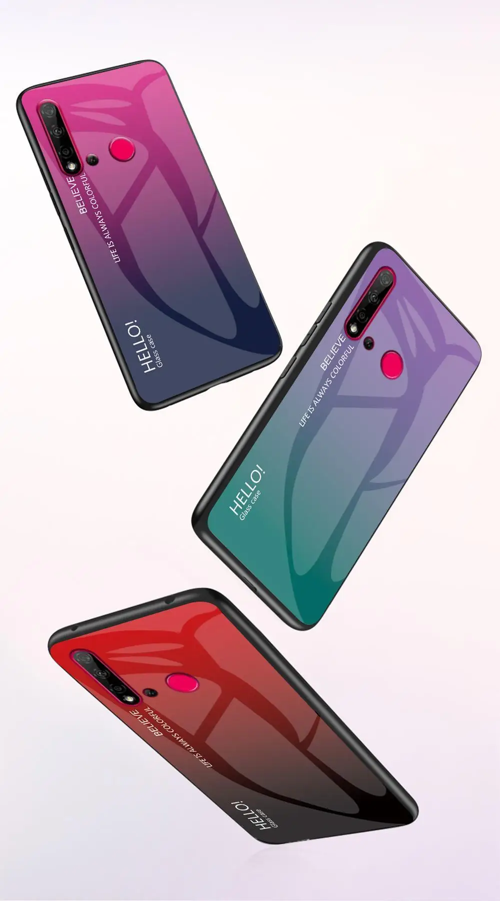 Градиентный чехол из закаленного стекла для huawei P Smart Z plus Nova 5 5i P20 Lite Mate20 P30 Pro Honor 8X 8C 10i 20i Slim Case Capa
