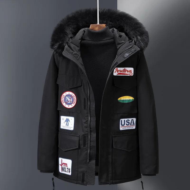 

New winter clothing Canadian tooling men's down jacket mid-length thickening slim tide outdoor jacket 3061