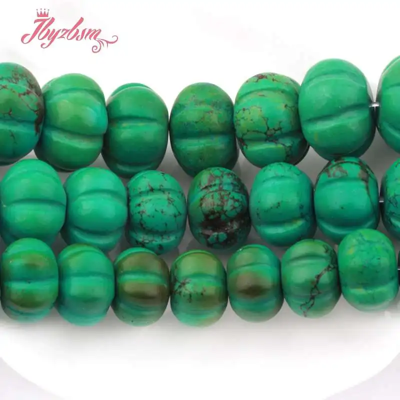 

10x14,12x16,13x18mm Pumpkin GreenTurquoise Stone Loose Bead For DIY Necklace Bracelets Jewelry Making 15"Free Shipping Wholesale