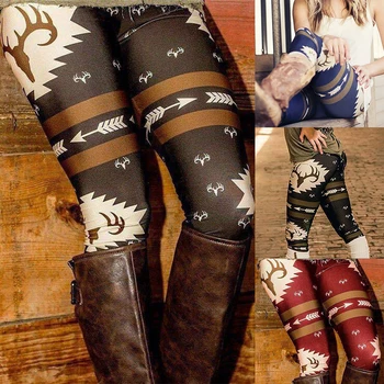 

CALOFE Women Deer Printed Legging High Waist Legins Elastic Silm Fittness Pants Female Skinny Push Up Leggings