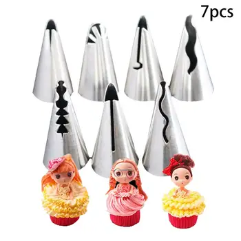 

7pcs/set Russian Skirt Icing Piping Nozzles Decorating Tips Tools Kit Flower Bakery Cake Baking Decor Tools Baking Accessories