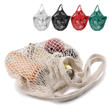 

1PCS Large Cotton Totes Shopping Bags foldable Mesh Net String Shopping Bag Reusable Shopping bags Fruit Storage Handbag