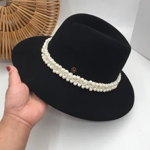 19 черная модная английская маленькая шляпа свободная шерстяная шляпа Женская жемчужная элегантная дикая джазовая шляпа Вечерние