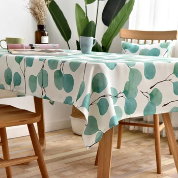

Withme Tablecloth Rectangular Green Leaves tablecloth Cotton rectangulars tablecovers Dustproof Washable mesa Table cloths cover
