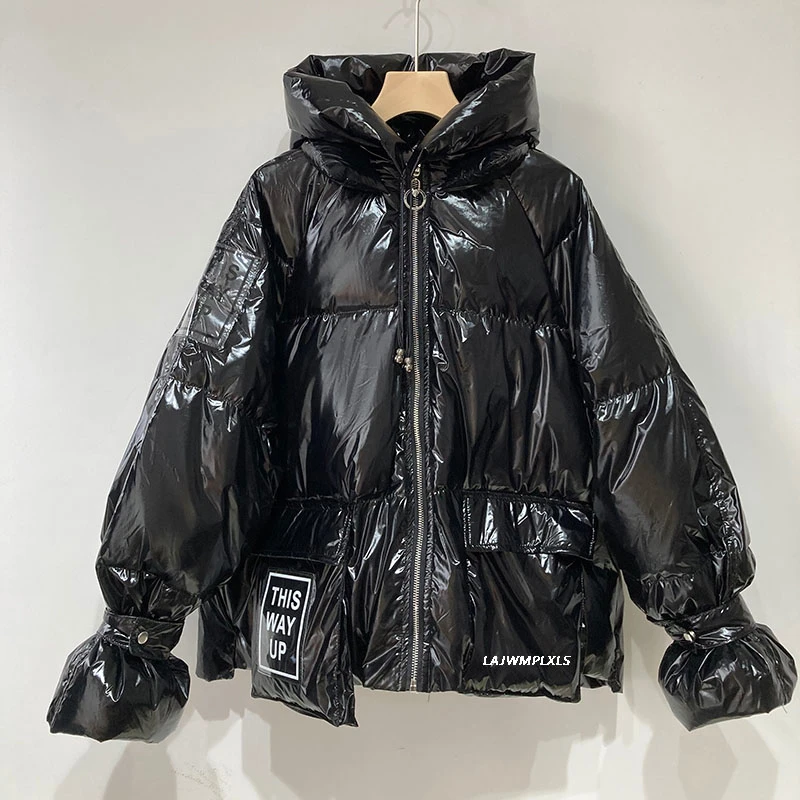 2020 New glossy hooded Winter coat Women coat