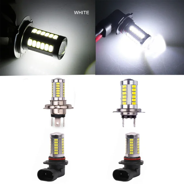 2 pezzi lampada a LED per Auto H4 H7 5630 33SMD 12V fendinebbia bianco Super luminoso Auto LED fendinebbia anteriore lampadine ad alta potenza 5