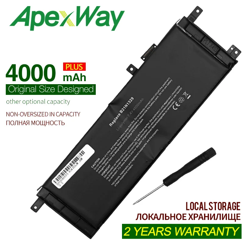 Аккумулятор ApexWay B21N1329 7 4 В 4000 мАч для Asus D553M F453 F453MA F553M P553 P553MA X453 X453MA X553 X553M X553B X553MA X503M