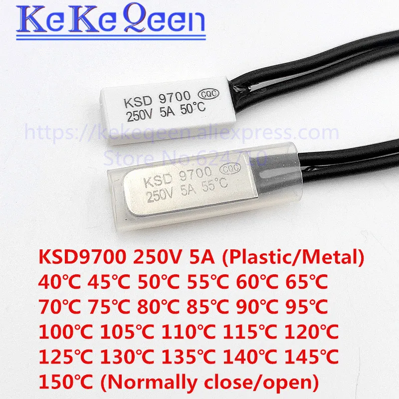 2pcs KSD9700 2 Wired 65°C Celsius Temperature Switch Thermostat Normal Close NC 