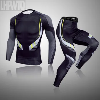 

Thermal underwear Sport suit Men's Fitness Quick-drying Compression T-Shirt Long Sleeve Leggings base layer sport track suit