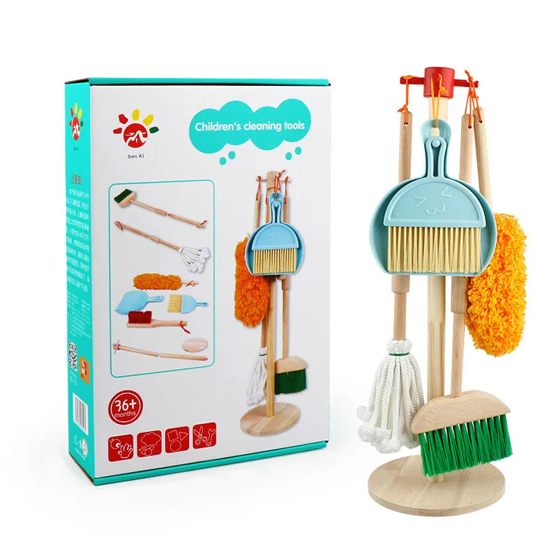 Gran venta Juego de juguetes de limpieza para niños, miniescoba de simulación, fregona, herramienta de limpieza, combinación de juguetes para el hogar JlwjeBJ5kRB