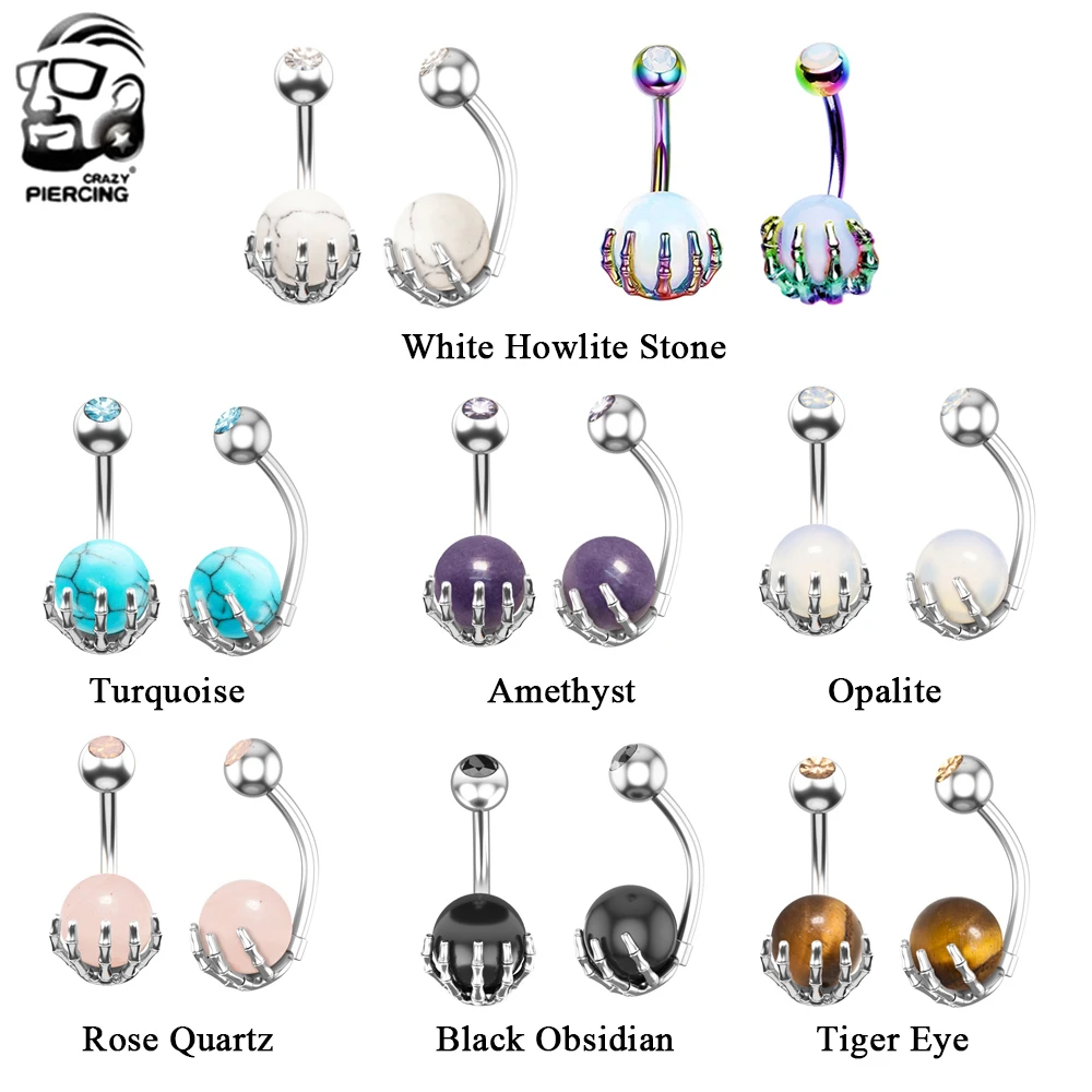 Piercing Nombril Banane - Acier Inoxydable Et Acrylique Bleu/blanc - Neuf