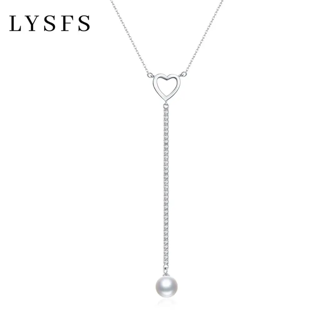 

LYSFS Luxury Silver Necklace For Women Heart/bow Zircon Chain Pearl Necklace High Quality Fine Silver 925 Jewelry