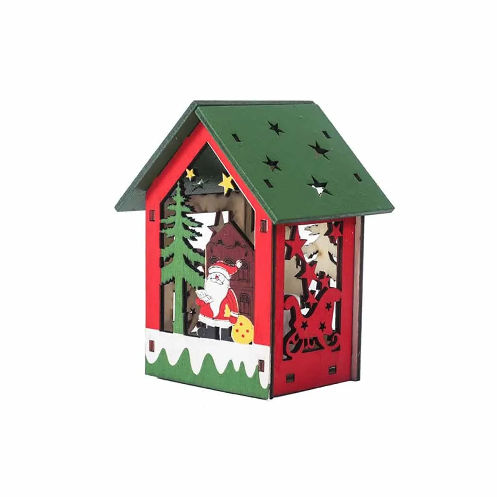 Новогодняя игрушка на елку, деревянная подвеска в виде снежинки, рождественская подвеска в виде домика Санта Клауса, украшение для дома A30828 - Цвет: A