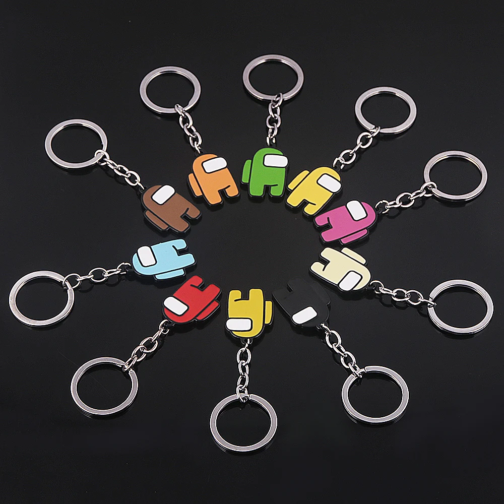 New Among Us Keychains Game Key Tag Imposter Key ring Key Decoration Accessories 