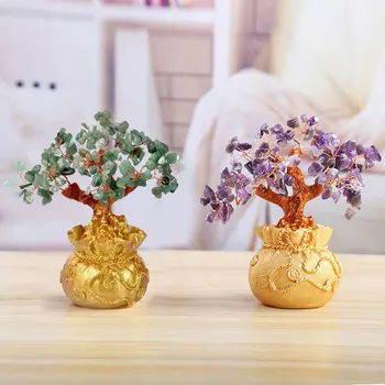

Purse Tree Ornament Crystal Crafts Beautiful Fortune Tree Ornament Money Spinning Tree Ornament Desktop Livingroom Celebration