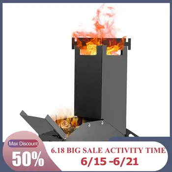 

Titanium Coating Stainless Steel Rocket Stove Outdoor Camping Folding Wood Stove Foldable Wood Burning Backpacking OutdoorPicniC