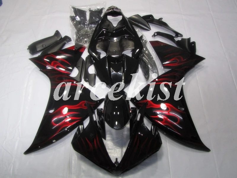 Инъекций ABS Обтекатели комплект подходит для Yamaha YZF1000 R1 09, 10, 11, 12, 13, 14, 2009 2010 2011 2012 2013 тела комплект красное пламя