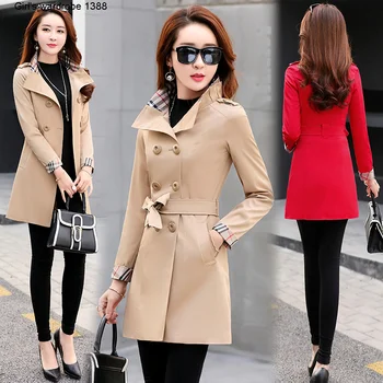 

Autumn windbreaker 2020 new women's middle length versatile loose long sleeve professional decoration body fashion small coat