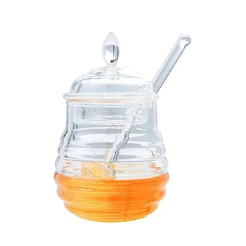 

245ml Transparent Beehive-shaped Honey Jar with Dripper Stick For Storing and Dispensing Honey Organizer Kitchen Storage Tools