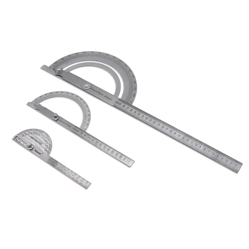 300mm 12inch 30cm 15cm 0-180 degree steel Protractor Goniometer Round Head Stainless Steel General Angle Ruler