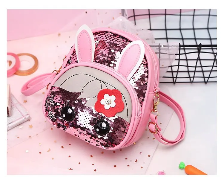 Г. Весенняя Детская сумка с пайетками, с рисунком из мультфильма shuang bei bao, сумка через плечо, сумка три назначения, волнистая сумка