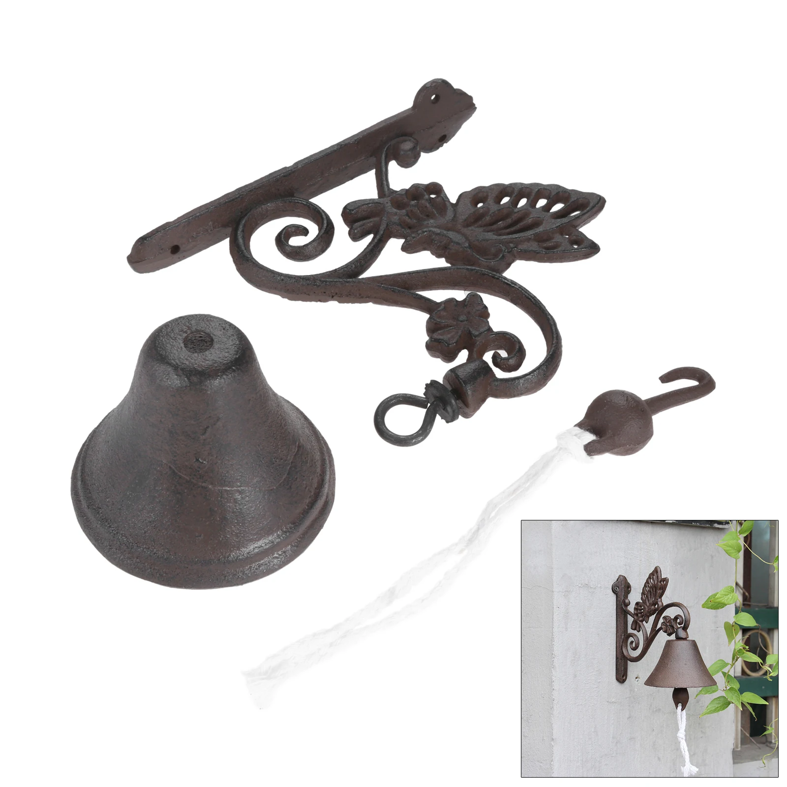 

European Retro Cast Iron Doorbell Wall-mounted Hand-cranked Welcome Bell Creative Butterfly Hand-bell Courtyard Wall Decoration