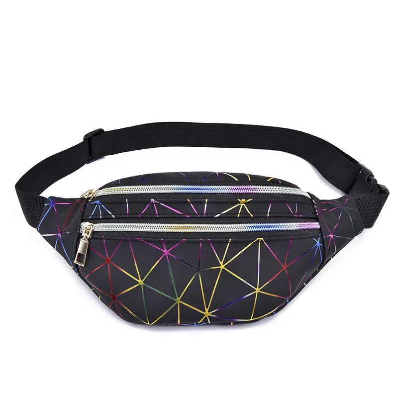 

New PU Men's and Ladies' Crossbody Waist Bag Sports Multi-layer Fashion Laser Waist Bag El Nuevo Bolso Cruzado De Para Hombres