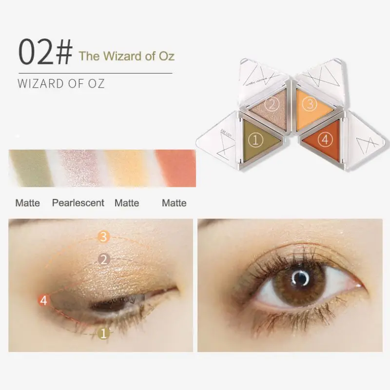 02 4-color Creative Foldable Eyeshadow Palette Western European Style Glitter Eye Shadow Palette Makeup Cosmetics Tools - Цвет: 02