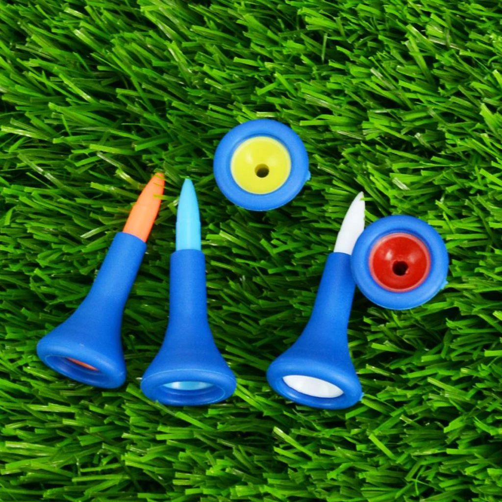 10Pcs Plastic Rubber Cushion Top Golf Tees Random Color 42mm + 83mm