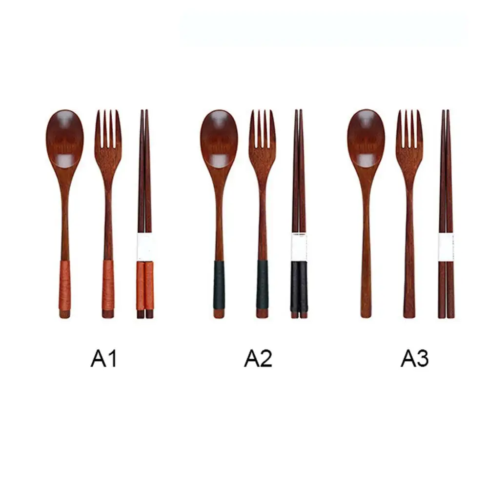 Wooden Flatware Bamboo Utensils SetReusable Eco Friendly Portable Cutlery Tableware Travel Supplies Camping Accessories