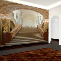 Пользовательские фото обои европейских 3D крыльцо коридор обои свадебной фотографии Золотой дворец лестницы росписи обоев