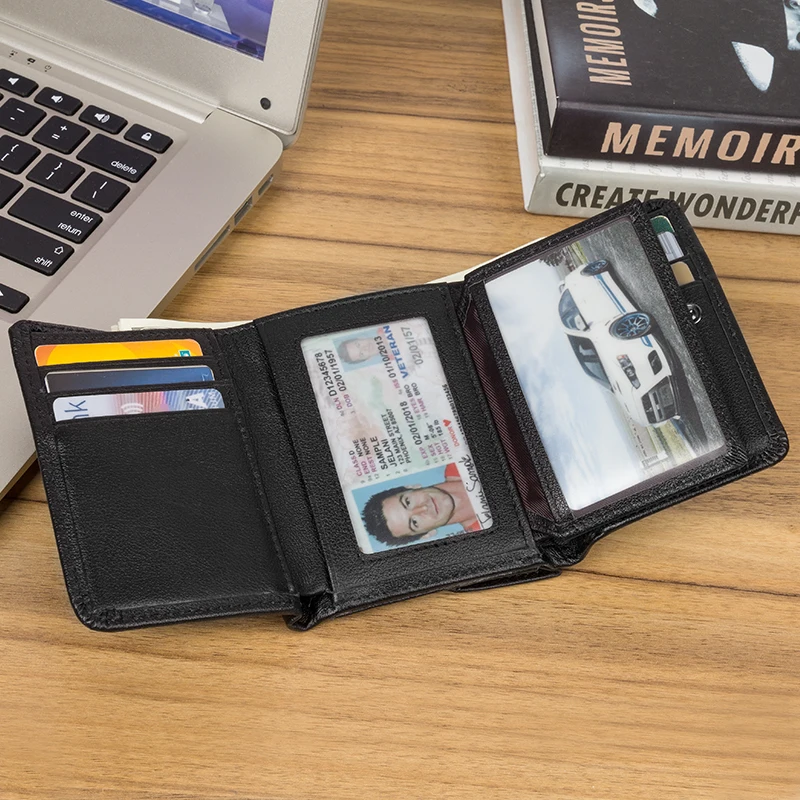 Кошелек из натуральной кожи RFID безопасности Двойные ID удостоверения личности кредитный держатель для карт Подарочная коробка Упаковка R-8106