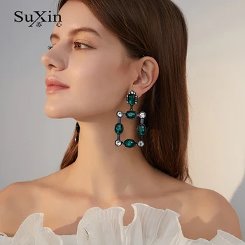 

SuXin Fashion Earrings for Women 2020 New Green Geometric Square Pendant Women Alloy Earrings Jewelry Gift
