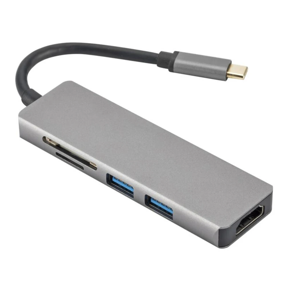 Type-C 5 в 1 концентратор USB-C-3,0 HDMI PD Thunderbolt 3 адаптер для MacBook samsung Galaxy S9/S8 huawei P20 Pro SD/TF карта концентратор