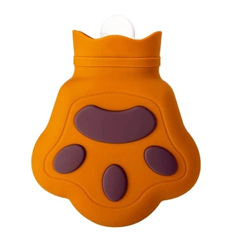 

Hot Water Bottle with Cover Cute Seasonal Winter Novelty Hot Water Bottles Silicone Hot Water Bag Cartoon Bear Claw Birthday Gif