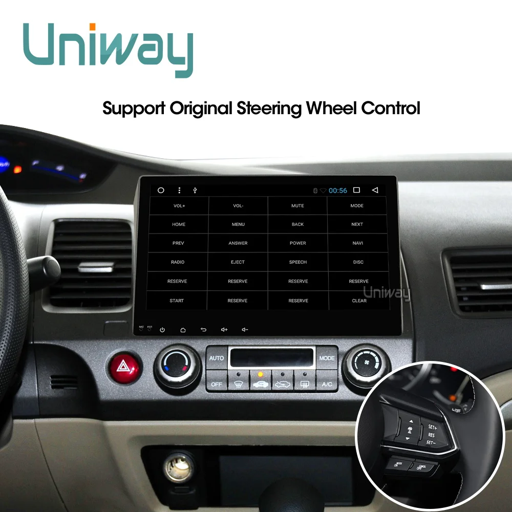Uniway ALSY1071 2G+ 3 2G android 8,1 автомобильный dvd для honda civic 2006-2011 2008 автомобильный Радио gps навигация стерео автомобильный dvd-плеер