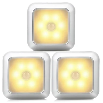 

6 LED Night Light Motion Sensor Wall Closet Cabinet Stair Wireless Lamp for Home CLH@8